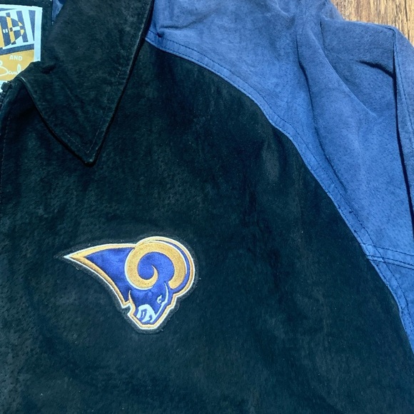 Vintage Leather Bomber Jacket NFL ST LOUIS RAMS Size 2XL - Picture 9 of 11